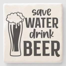 Porta-copo De Pedra Economize água, beba cerveja - Porta copos de pedr