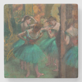 Porta-copo De Pedra Edgar Degas - Dançarinos, Rosa e Verde