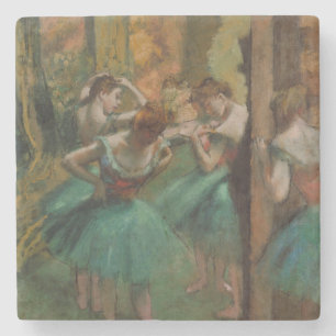 Porta-copo De Pedra Edgar Degas Dancers Rosa e Verde Porta copos