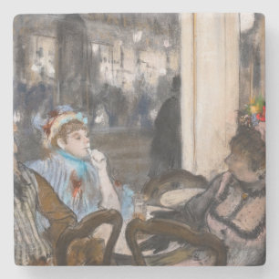Porta-copo De Pedra Edgar Degas - Mulheres num terraço de café à noite