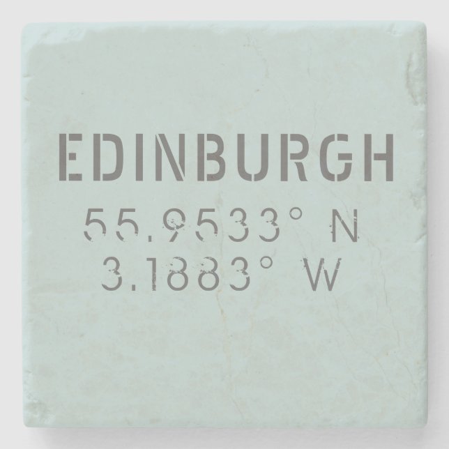 Porta-copo De Pedra Edinburgh Latitude &amp; Longitude (Frente)