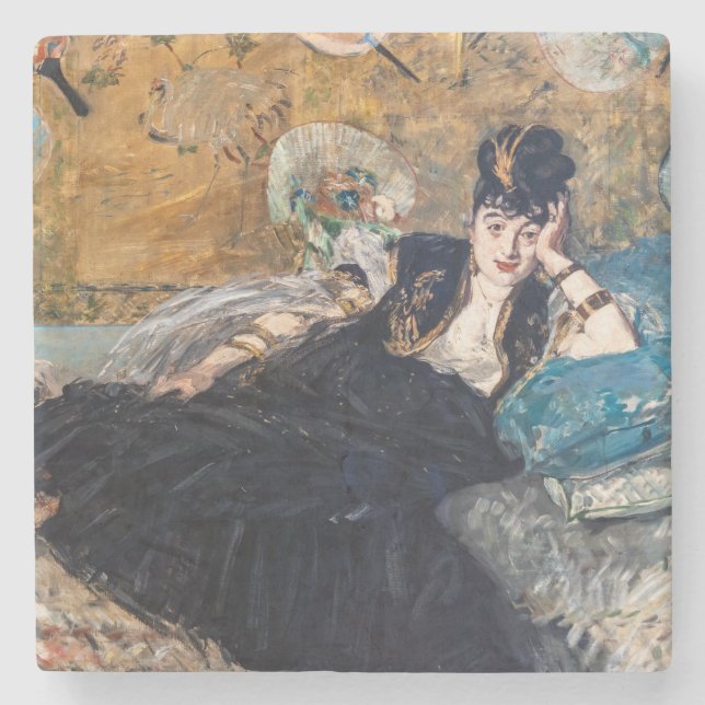 Porta-copo De Pedra Edouard Manet - Senhora com Leques (Frente)