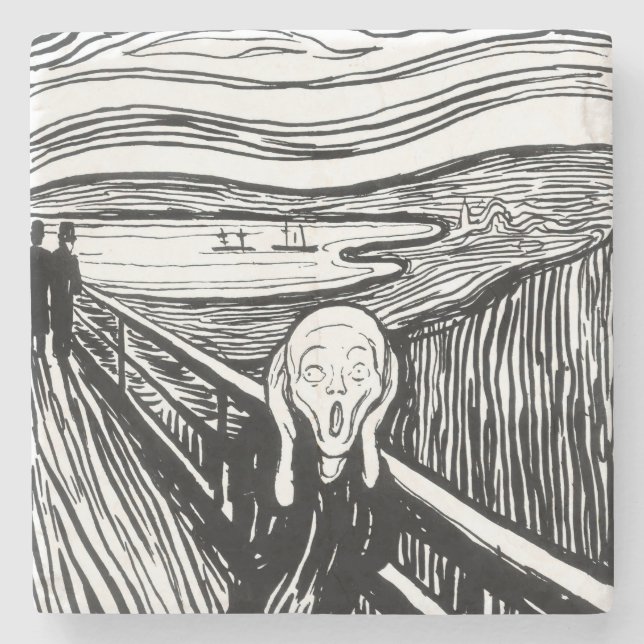 Porta-copo De Pedra Edvard Munch - A litografia do Gritar (Frente)
