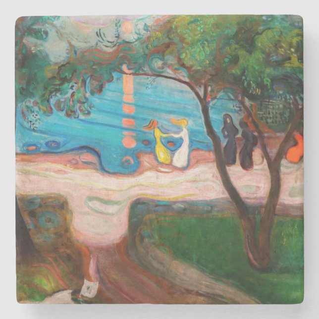 Porta-copo De Pedra Edvard Munch - dança na praia (Frente)