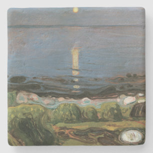Porta-copo De Pedra Edvard Munch Painting, Summer Night by Beach