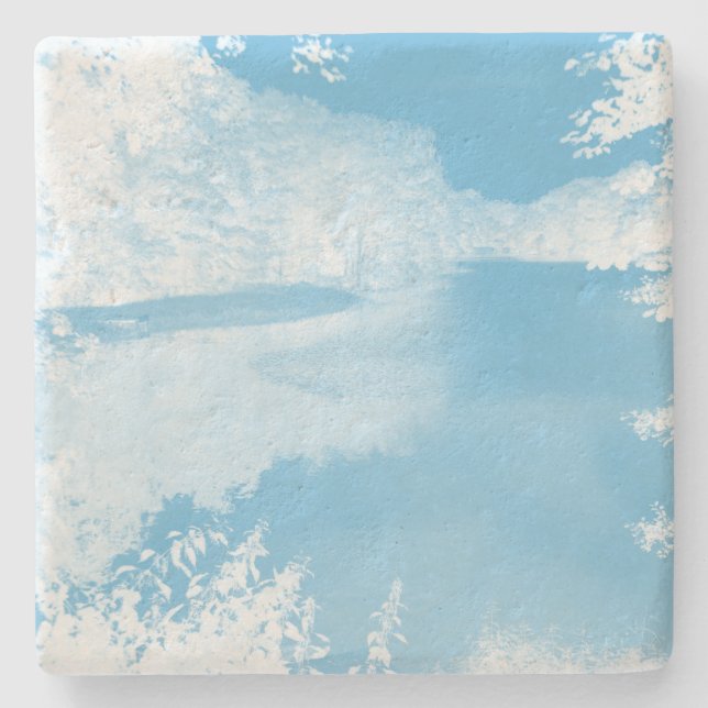 Porta-copo De Pedra Eethal Fantasy Blue, White Winter River (Frente)