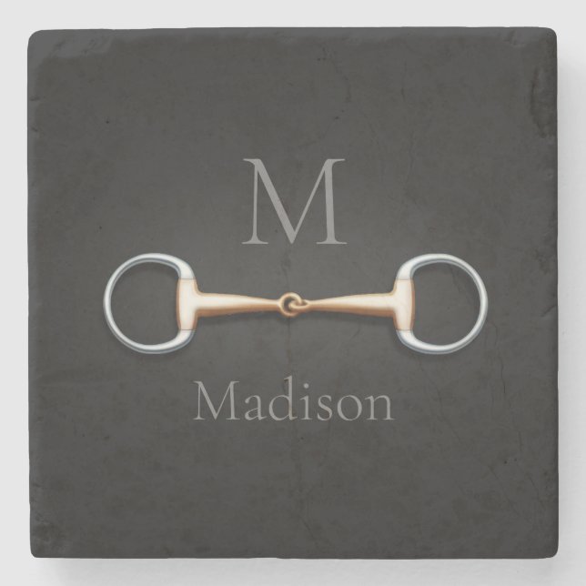 Porta-copo De Pedra Eggbutt Snaffle Bit Monogramed Equestrian (Frente)