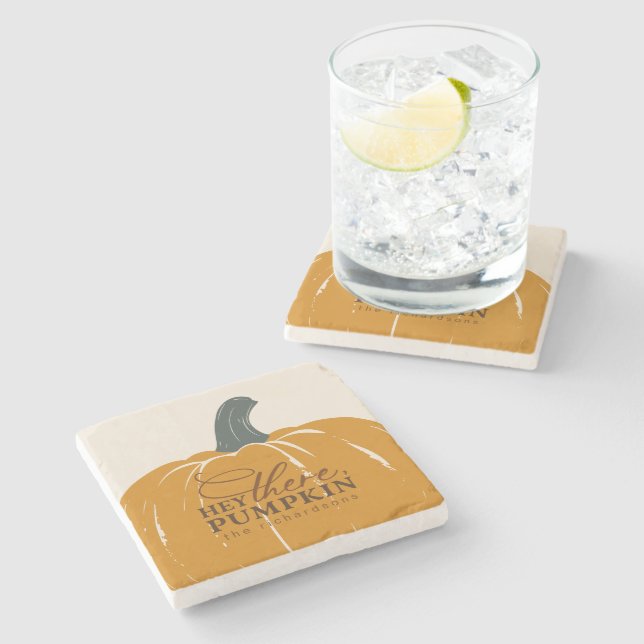 Porta-copo De Pedra Ei Lá Pumpkin Personalizado Fall (Lateral)