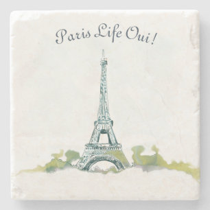 Porta-copo De Pedra Eiffel Tower Paris Caneta e desenho de cor d'água