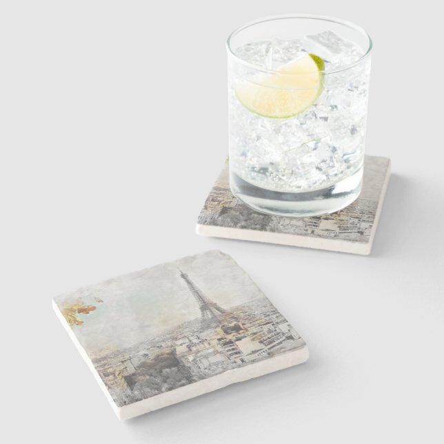 Porta-copo De Pedra Eiffel Tower. Paris, France  (Lateral)