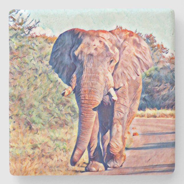 Porta-copo De Pedra elefante aquarell (Frente)