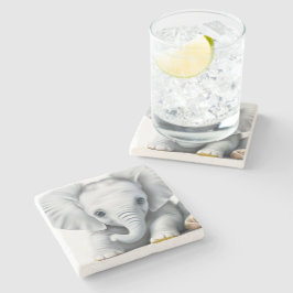 Porta-copo De Pedra Elefante Cinza Adorável