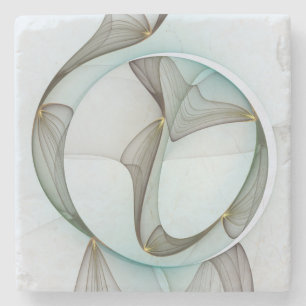 Porta-copo De Pedra Elegância Moderna Abstrata Turquesa Marrom Dourada