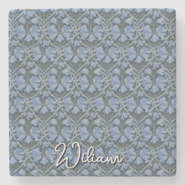 Porta-copo De Pedra Elegant Blue Watercolor Floral Pattern Invitation