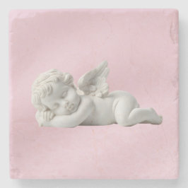 Porta-copo De Pedra Elegant Serene Dreamy Pink White Stone Baby Angel
