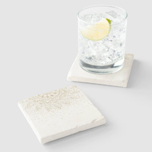 Porta-copo De Pedra Elegante Dourado Mandala Dots Design