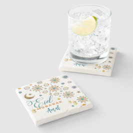 Porta-copo De Pedra Elegante Eid Mubarak Calliografia A Lua Stars Pers