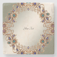 Elegante Elegante Jóias Flores Pedra Gold Coaster