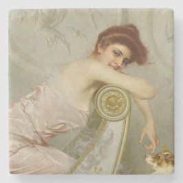 Porta-copo De Pedra Elegante Jovem Atropelando Seu Cachorro