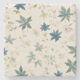 Porta-copo De Pedra Elegante Maple Vintage Deixa Padrão Floral
