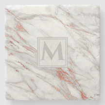 Elegante Monograma de Mármore Branco Cobre Dourado