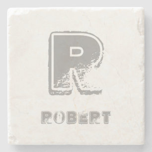 Porta-copo De Pedra Elegante Monogramed Modelo Design Rustic