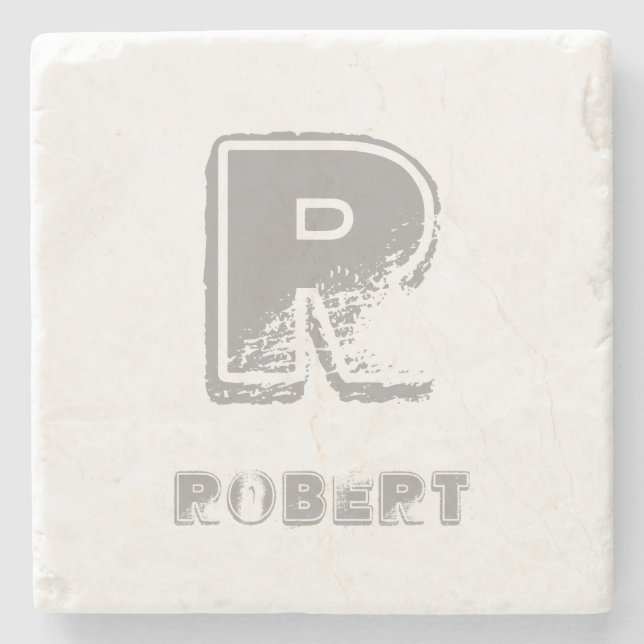 Porta-copo De Pedra Elegante Monogramed Modelo Design Rustic (Frente)