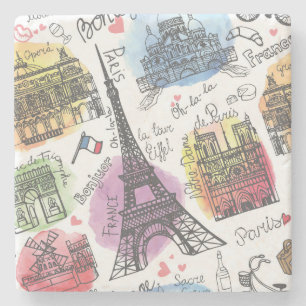 Porta-copo De Pedra Elegante Paris França Fashion Sketch