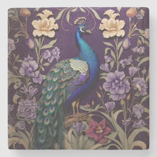 Porta-copo De Pedra Elegante Peacock Em Purple William Morris Inspirou