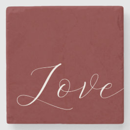 Porta-copo De Pedra Elegante Red White Love