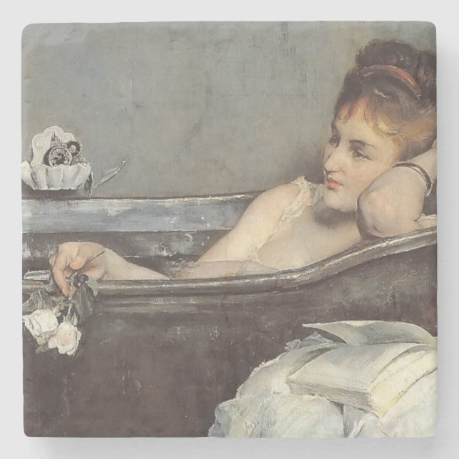 Porta-copo De Pedra Elegante Woman in the Bath (por Alfred Stevens) (Frente)