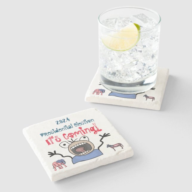 Porta-copo De Pedra Eleição Presidencial 2024, Está Chegando! (Lateral)