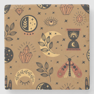 Porta-copo De Pedra Elementos Mágicos: padrão sem costura