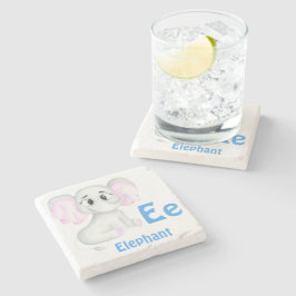 Porta-copo De Pedra Elephant personalize ABC: Carta E - Adicione seu n