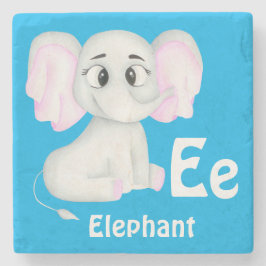 Porta-copo De Pedra Elephant personalize ABC: Carta E - Adicione seu n
