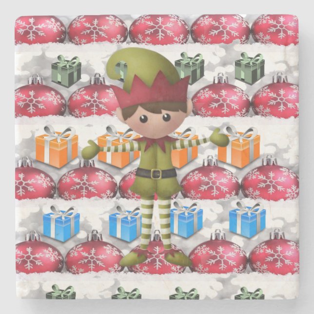 Porta-copo De Pedra Elf Marble Stone Porta copos Natal (Frente)