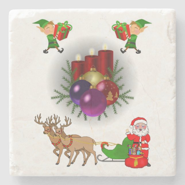 Porta-copo De Pedra Elf Marble Stone Porta copos Natal (Frente)