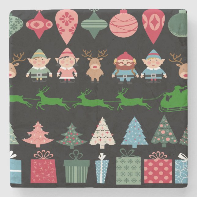 Porta-copo De Pedra Elfos de Natal e Mais (Frente)