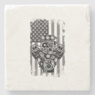 Porta-copo De Pedra Êmbolo de Carro Musculoso Antigo Bandeira American