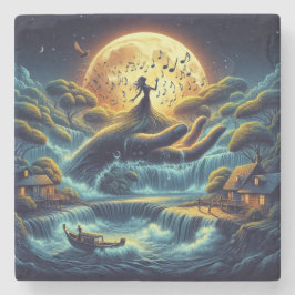 Porta-copo De Pedra Encantando Serenata de Lua