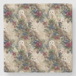 Porta-copo De Pedra Enchanting Floral Owl