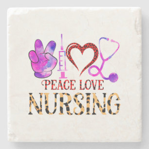 Porta-copo De Pedra Enfermeiro de Paz e Amor - Design de Enfermeira Bo