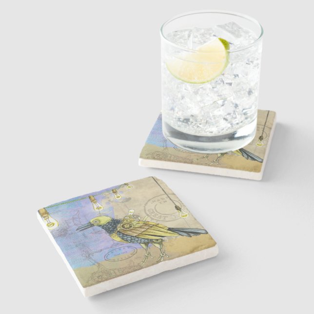 Porta-copo De Pedra Engenharia de pássaros Mecânicos Steampunk (Lateral)