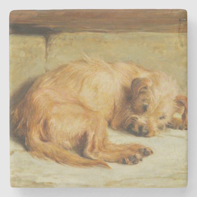 Porta-copo De Pedra English Cocker Spaniel Dog (por Briton Rivière) (Frente)