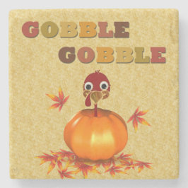Porta-copo De Pedra Engraçado Ação de Graças à Turquia em Pumpkin