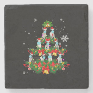 Porta-copo De Pedra Engraçado Boston Terrier Christmas Tree Dog Mask 