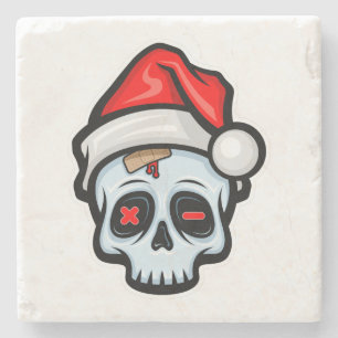 Porta-copo De Pedra Engraçado Caveira de Natal, Estilo de Cartoon