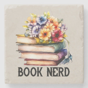 Porta-copo De Pedra Engraçado livro nerd arte