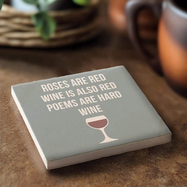 Porta-copo De Pedra Engraçado Poema de Vinho - Vinho é Poesia Vermelha (Custom Stone Coaster)