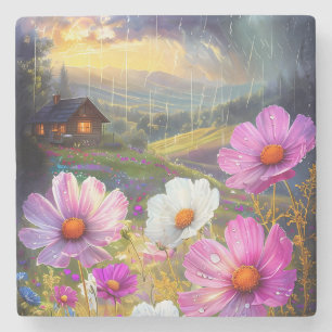Porta-copo De Pedra Ephemeral Bloom: Uma Sinfonia de Chuva e Luz